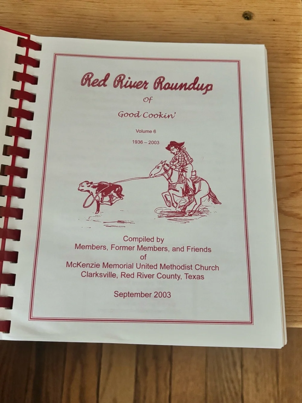 Red River Roundup Red Spiral Cookbook-Hardcover-Collection 1936-2003